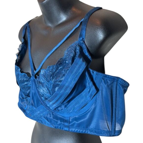 Torrid women’s 3x striped mesh elastic long line cutout bra Poseidon sexy shine - Picture 4 of 8